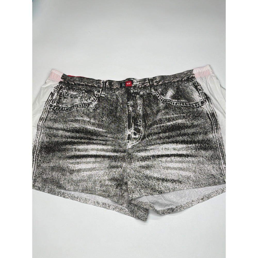 DIESEL Mens Acid‎ Wash Denim Print Boxer Shorts Elastic Waist White 3XL